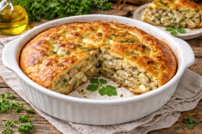 Куриный пирог на кефире: заливное тесто и жареный лучок &mdash; просто и вкусно