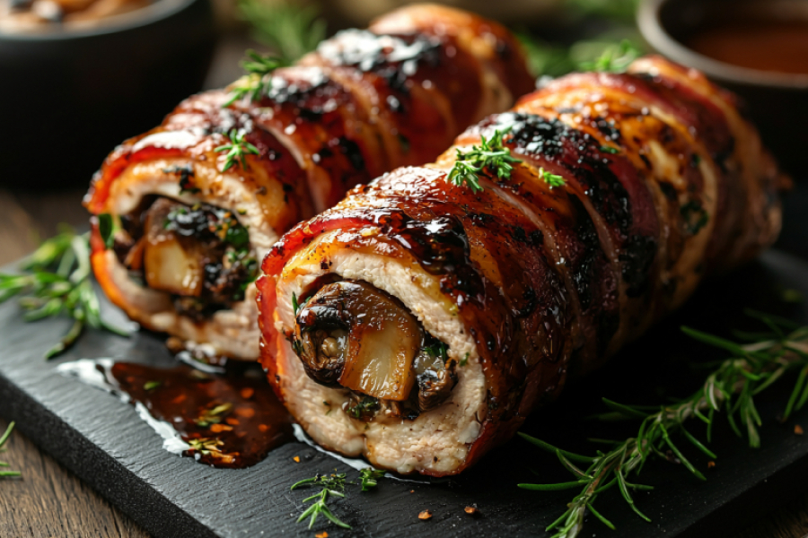 Самый сочный и нежный рулет: готовлю начинку, а вместо фольги &mdash; ароматный бекон: запекаю и подаю вкусноту